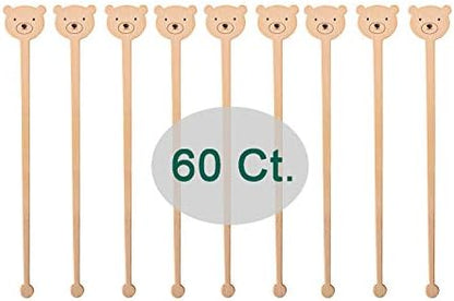  Sansnow Disposable Stirrers Coffee Stir Sticks, Bamboo Sticks For Hot Milk/Chocolate, Party Drink Stirring 60 Counts, 6.9"(Pineapple)