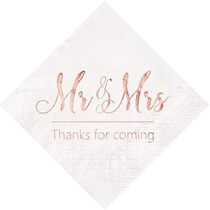  Wedding Napkins Mr Mrs Burgundy Silver Cocktail Beverage Dessert Disposable Napkins For Wedding Shower Engagement Party Decorations, Wedding Table Decor, 100 Pcs, 3-Ply