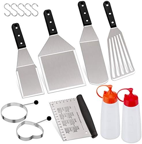  14-Piece Metal Spatula Set, Stainless Steel Pancake Fish Egg Hamburger Turners, Griddle Flippers For Kitchen Restaurant BBQ Grilling Cast Iron Skillet, Dishwasher Safe