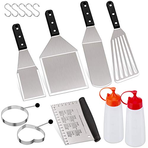  14-Piece Metal Spatula Set, Stainless Steel Pancake Fish Egg Hamburger Turners, Griddle Flippers For Kitchen Restaurant BBQ Grilling Cast Iron Skillet, Dishwasher Safe