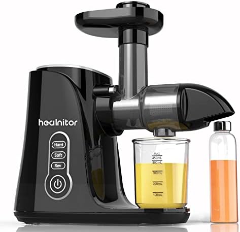  Touch LED Display Masticating Juicer Machines Vegetable And Fruit, Healnitor Cold Press Slow Juice Extractor Machines With Triple Mode, Easy To Clean Brush & Quiet Motor, 500ML Travel Bottle, Grey