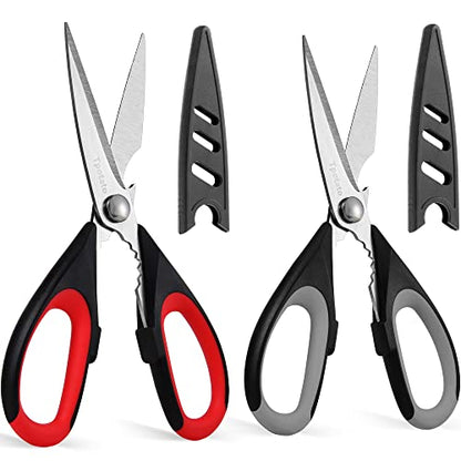  Kitchen Scissors,kitchen Shears Heavy Duty Dishwasher Safe,Stainless Steel Sharp Utility Food Cooking Scissors Multipurpose With Cover Cutting Meat, Poultry, Vegetables, Fish,2 Pack