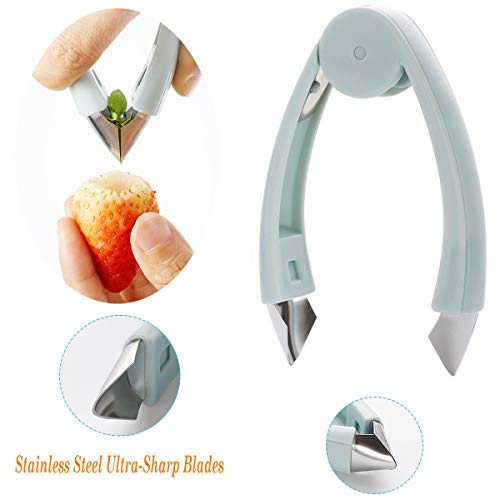  Wberry Huller Stem Remover Tomato Corer Potato Pineapple Carrot Cutter Tool Kitchen Gadget Tweezers Peeler Utensil Clip For Fruit And Vegetable (Blue)