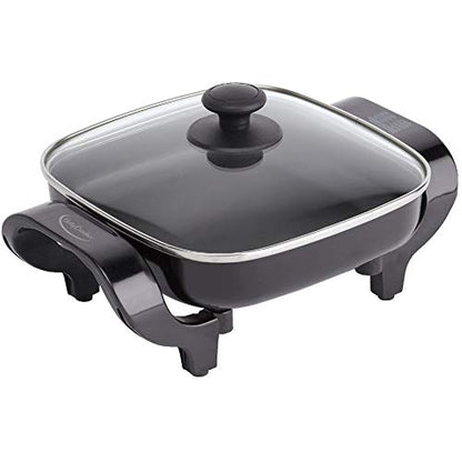  Square Non-Stick Electric Skillet With Glass Lid - 8"