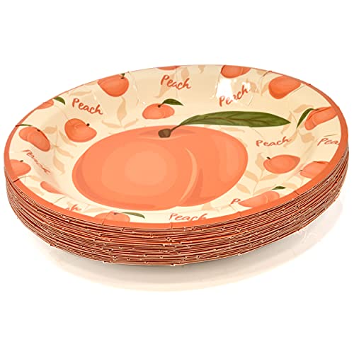  Peach Fruit Party Supplies Tableware Set Includes 24 9" Paper Plates 24 7" Plate 24 9 Oz Cups 50 Lunch Napkins For Sweet As Peaches Summer Tropical Themed Disposable Baby Shower Birthday Dinnerware