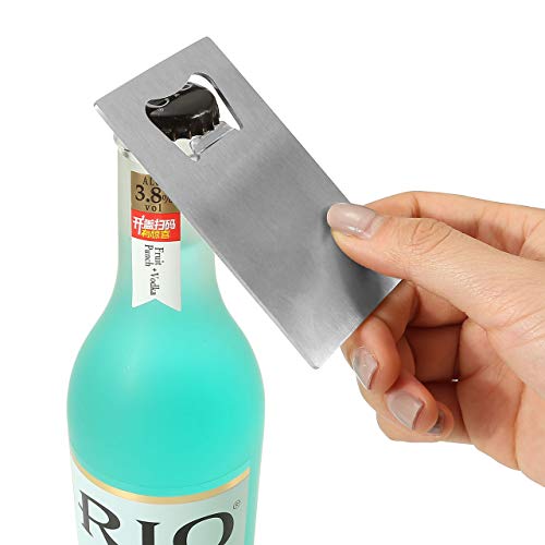  Wallet Bottle Opener, Cool & Funny Card Size Party Wedding Favors Beer Bottle Opener For Guest,Stainless Steel (#1 Black 5 & White 5, 1)