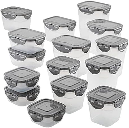  Leak-Proof Nestable Container Food Storage Bin Set, 10-Piece Round, Teal Lid