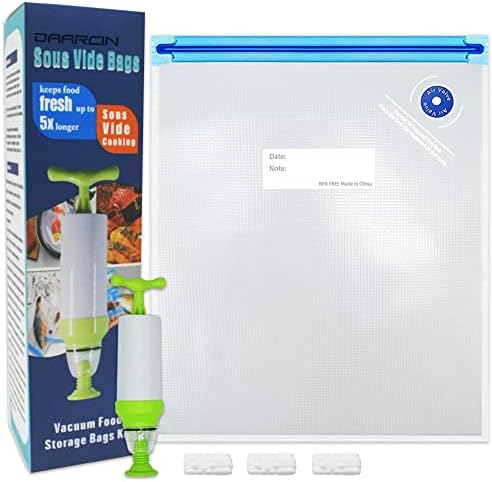  Sous Vide Bags 20pcs 8.3x8.7in/21x22cm BPA Free Reusable Vacuum Sealer Bags Keep Food Fresh