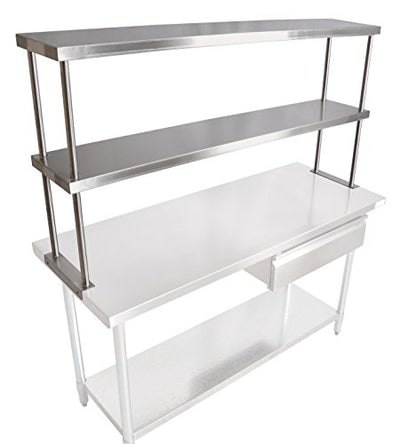  OS-ED-1260 Stainless Steel 430 Economy Double Overshelf, 60" Length X 12" Width