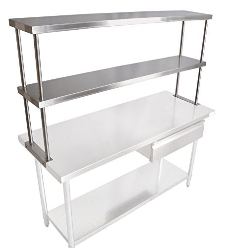  OS-ED-1260 Stainless Steel 430 Economy Double Overshelf, 60" Length X 12" Width