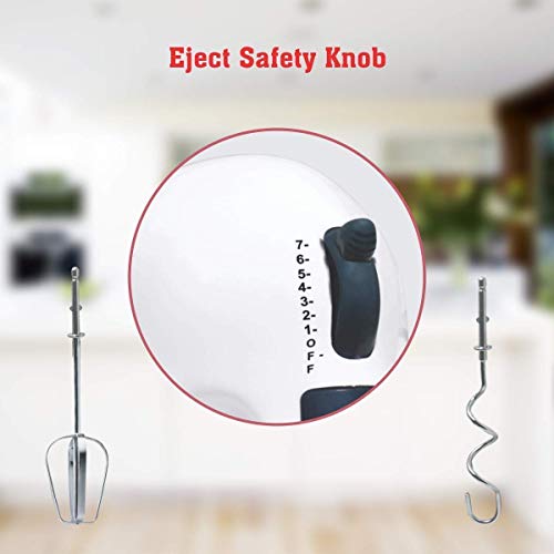  7-Speed 180-Watt Super Hand Mixer Blender | With 2xWhiskers & 2xBeaters (White)