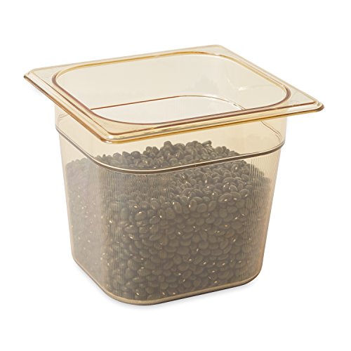 Rubbermaid Commercial Products Hot Food Insert Pan For Restaurants/Kitchens/Cafeterias, 1/6 Size, 6 Inches Deep, Amber (FG206P00AMBR)