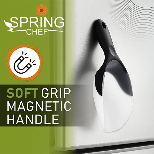  Magnetic Ice Scoop, Contoured Translucent Flexi-Plastic With Soft Grip Handle For Ice, Flour, Rice, Popcorn, Pet Food, Black