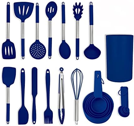  24-Piece Black Stainless Steel & Silicone Cooking Utensil Set, Heat-Resistant Cooking Utensils, Non-Scratching Kitchen Cooking Utensils, Includes A Bonus Recipe E-Book