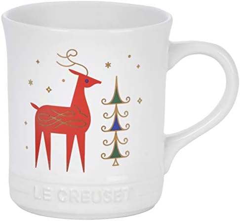 Le Creuset Stoneware Noel Collection: Santa Mug, 14 Oz, White W/Applique