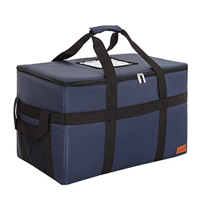  Insulated Food Delivery XXL Commercial Bag Grocery Bags Hot Bags For Delivery Waterproof - Premium Food Warmer Bag For Uber Eats And Doordash With Hard Bottom Black