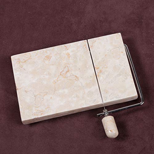  Creative Home Natural Champagne Marble Cheese Slicer Wire Cheese Butter Cutter, 5" L X 8" W, Beige