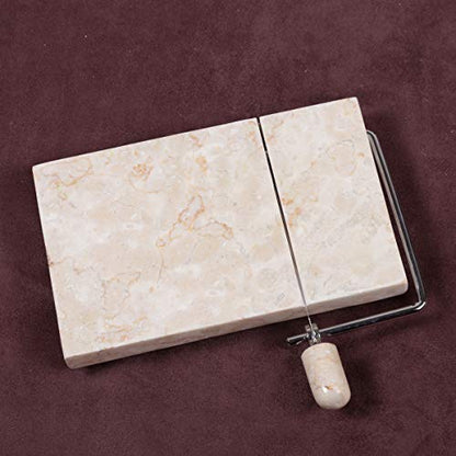  Creative Home Natural Champagne Marble Cheese Slicer Wire Cheese Butter Cutter, 5" L X 8" W, Beige