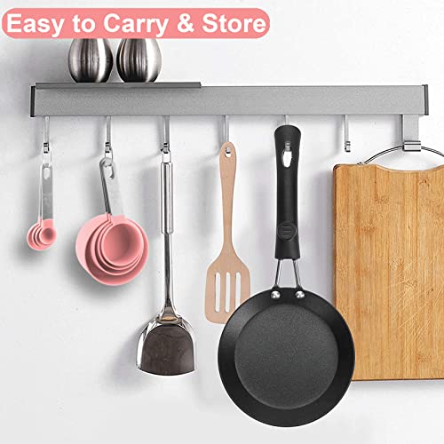  Measuring Cups And Spoons Set, 8 Pieces Measuring Cups And Measuring Spoons With Stackable Stainless Steel Handle Measure Dry Or Liquid Ingredients Measuring Set For Kitchen Cooking And Baking (Pink)