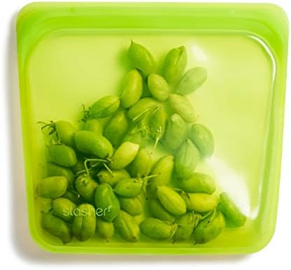  Silicone Reusable Storage Bag, Snack (Agave) | Food Meal Prep Storage Container | Lunch, Travel, Makeup, Gym Bag | Freezer, Oven, Microwave, Dishwasher Safe, Leakproof