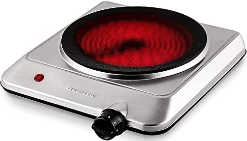  Vente Electric Double Infrared Burner 7.75 & 6.75 Inch Ceramic Glass Hot Plate Cooktop, 1700W Portable Countertop Stove With Temperature Control & Easy To Clean Stainless Steel Base, Silver BGI102S