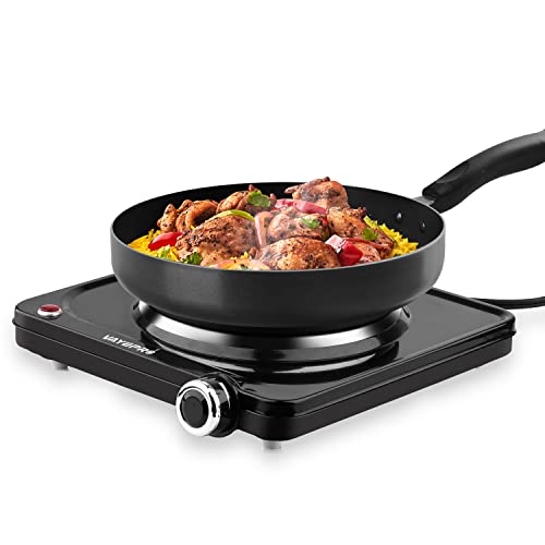  Hot Plate, 1500W Portable Electric Stove, Single Electirc Cooktop,Portable Burner For Cooking, Cooktop For Dorm Office Home Camp, UL Listed,Compatible With All Cookware