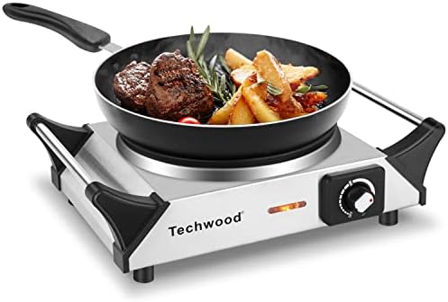  Hot Plate Portable Electric Stove 1500W Countertop Single Burner With Adjustable Temperature & Stay Cool Handles, 7.5” Cooktop For Dorm Office/Home/Camp, Compatible For All Cookwares