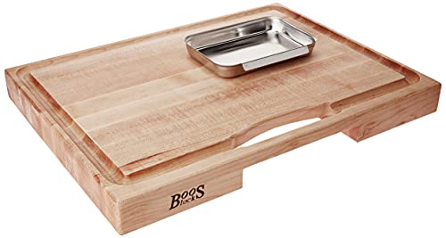  Lock PM2418225-P Newton Prep Master Maple Wood Reversible Cutting Board With Juice Groove And Pan, 24 Inches X 18 Inches X 2.25 Inches