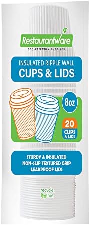  12 Oz Light Pink Paper Ripple Wall Coffee Cup - With White Lid - 3 1/2" X 3 1/2" X 5" - 20 Count Box
