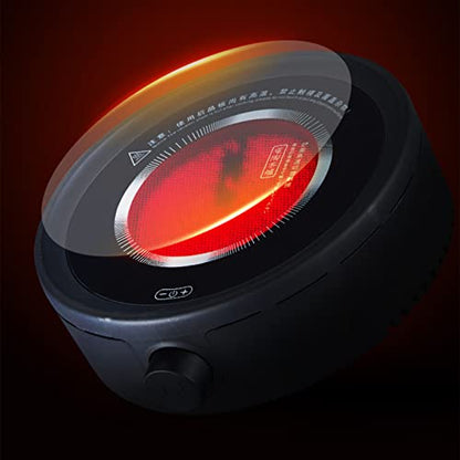  Electric Ceramic Stove Electronic Fondue Electric Porcelain Electric Tea Heating Stove For Boiling Water Making Coffee Knob Adjustment (Black)
