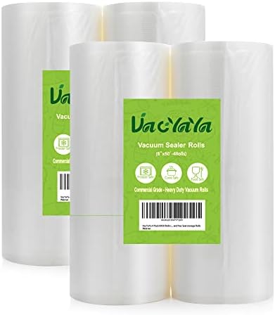  4 Pack 11X50 Rolls (Total 200 Feet) Vacuum Sealer Bags Rolls With BPA Free,Heavy Duty,Great For Sous Vide And Vac Seal Storage Rolls