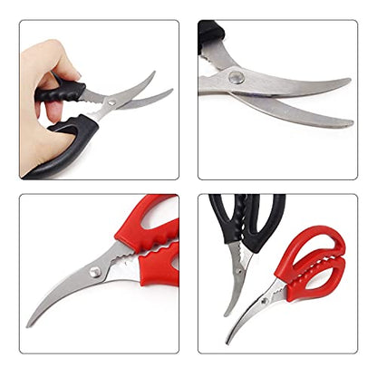  Onbay 2PCS Multifunctional Stainless Steel Shears Kitchen Seafood Scissors Fish Crab Shrimp Lobster Scissors Seafood Peeling Tools For Home (2 Color, 6")