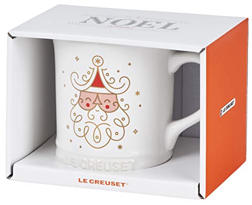 Le Creuset Stoneware Noel Collection: Santa Mug, 14 Oz, White W/Applique