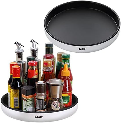Lamy AMY Lazy Susan Organizer Kitchen Organization, 2 Pack 10 Inch Lazy Susan Turntable For Cabinet, Pantry, Refrigerator And Table, Black