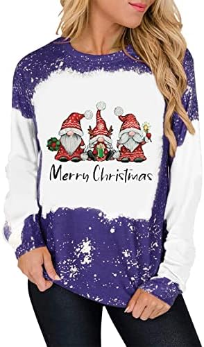  Womens Causal Loose Crewneck Fall Plus Size Christmas Print Long Sleeve Crew Neck Sweatshirts Pullover Top Fall Clothes