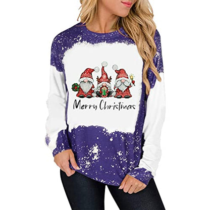  Womens Causal Loose Crewneck Fall Plus Size Christmas Print Long Sleeve Crew Neck Sweatshirts Pullover Top Fall Clothes