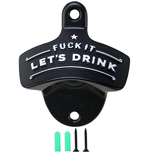  Bottle Opener Wall Mounted, Christmas Funny Wall Mount Bottle Opener For Men Dad Beer Lovers,Novelty Birthday Fathers Day With Mounting Screws Wall Anchors（1 Pack)