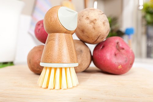  Tater Mate Bamboo Potato Brush With Eye Remover, White