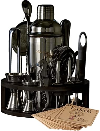  Bartender Kit - 15 Piece Set Including Cocktail Shaker And Bar Accessories, Perfect For Drink Mixing At Home, Plus Exclusive Recipe Cards