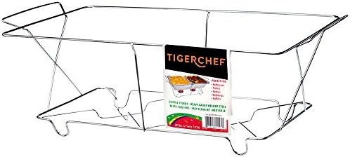  Tiger Chef Full Size Chrome Wire Frame Chafer Stand Steam Table Buffet Chafer Food Warmer Rack Chafing Dish Food Warmer Stand For Chafing Dishes Stand - Full Size (6 Pack)