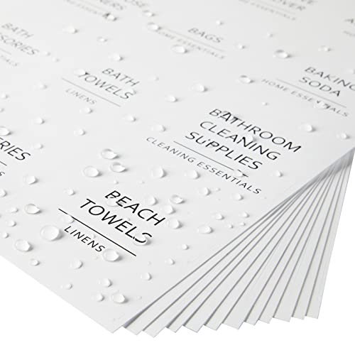  144 Minimalistic Laundry Room Labels For Glass Jars, Preprinted Linen Closet Stickers For Containers, Bathroom Organization, Cleaning Supplies (Black)