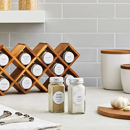  144 Spice Labels Stickers, White Spice Jar Labels Preprinted For Spice Jar Lids, Seasoning Herbs Spice Rack Organization, Water Resistant, Black Minimalist (Round 1.5 In)