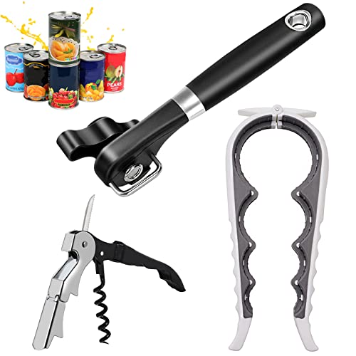  3 PCS Cut Safe Can Opener Multi Function Manual Can Opener Bottle Opener And Jar Opener For Kitchen & Restaurant