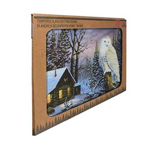  Tempered Glass Cutting Board, 12 By 16 Inches, White Owl