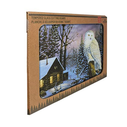  Tempered Glass Cutting Board, 12 By 16 Inches, White Owl
