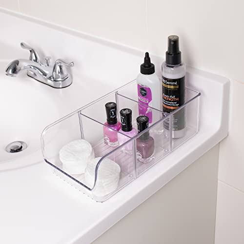  BHome - 4 Adjustable Snack Organizer Bins For Cabinet & Pantry Organization And Storage Plastic Storage Bins For Kitchen Organization - Clear Acrylic Divided Storage Containers With Removable Dividers
