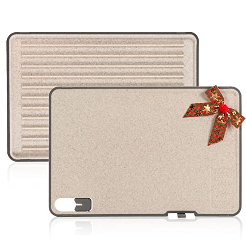  Plastic Cutting Boards For Kitchen With Ridge, Multifunctional Non Slip Upright Chopping Board With Juice Groove And Build In Sharpener Grater