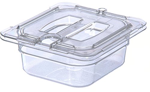  Carlisle FoodService Products 10311U07 StorPlus Sixth Size Polycarbonate Universal Handled Notched Food Pan Lid, Clear