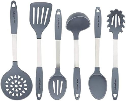  24-Piece Black Stainless Steel & Silicone Cooking Utensil Set, Heat-Resistant Cooking Utensils, Non-Scratching Kitchen Cooking Utensils, Includes A Bonus Recipe E-Book