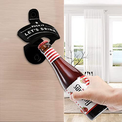  Bottle Opener Wall Mounted, Christmas Funny Wall Mount Bottle Opener For Men Dad Beer Lovers,Novelty Birthday Fathers Day With Mounting Screws Wall Anchors（1 Pack)